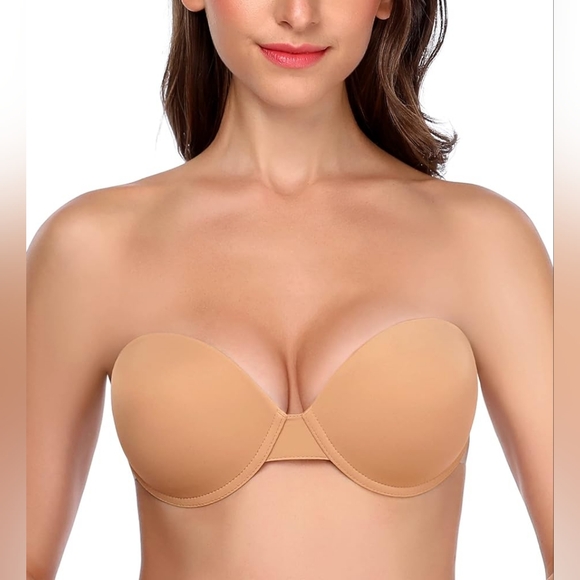 Backless, Strapless, Underwire Self-adhesive Push-up Bra - Picture 2 of 6